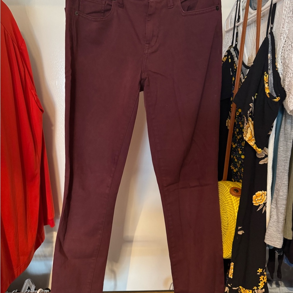 Madewell Pants Womens Size‎ 27 Maroon Skinny Skinny Twill Stretch 28” Inseam